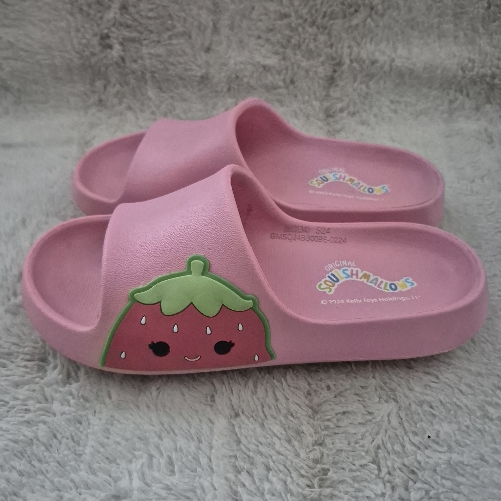 Original Squishmallows Kids Pink Strawberry Slide Sandals